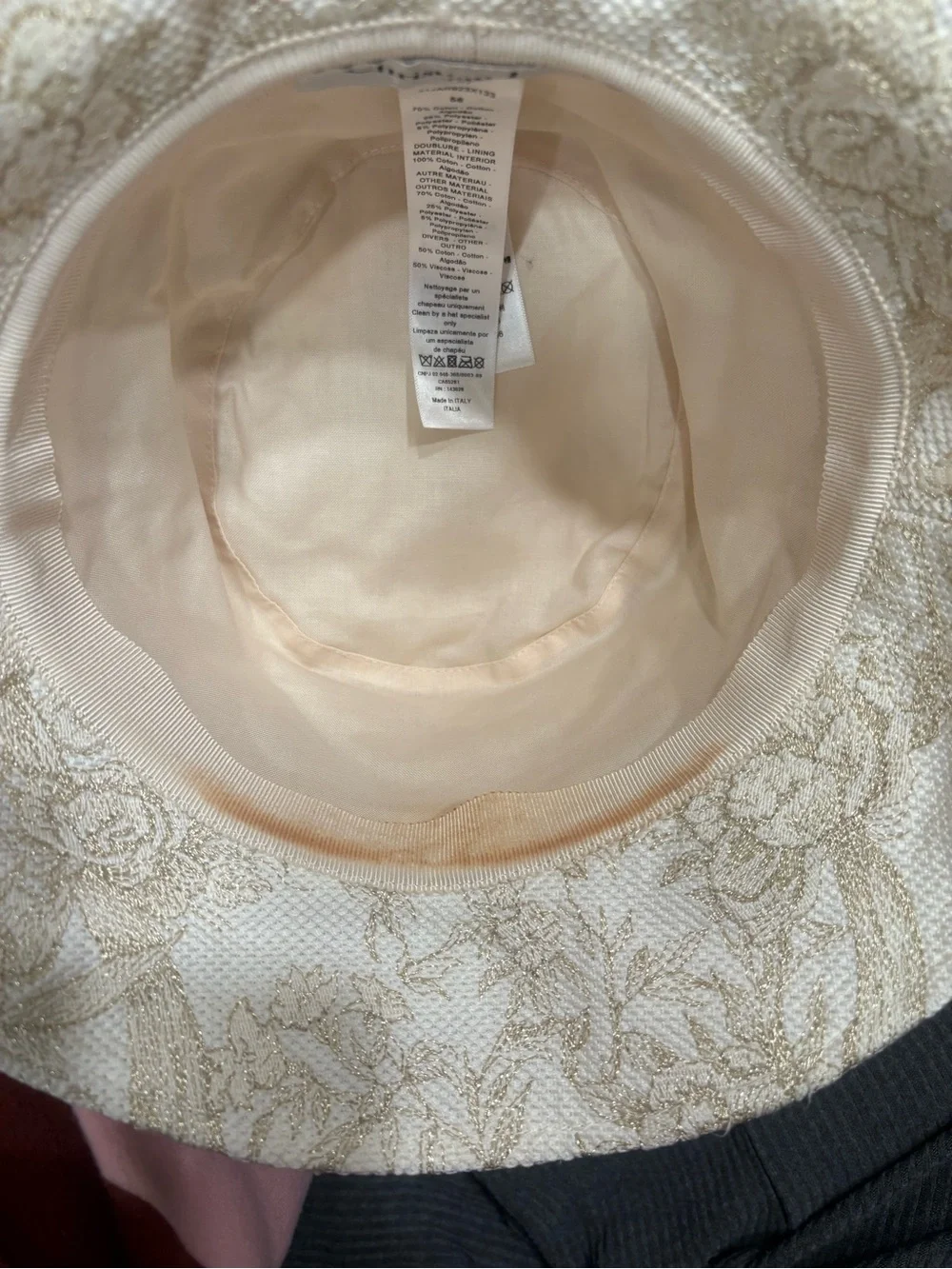 Dior Cream Toile de Jouy Embroidered Band Bucket Hat